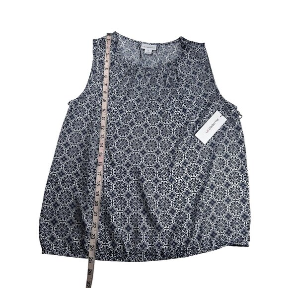 Liz Claiborne Womens Sleeveless Blue Floral Tank‎ Top Size Medium Polyester NWT - Picture 4 of 6